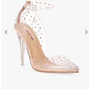 Just Fab Mika Embellished Clear Pump